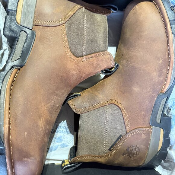 Georgia Boot Eagle One Mens Sz 13W Chelsea Work Boots Soft Toe Brown Waterproof - Picture 1 of 16